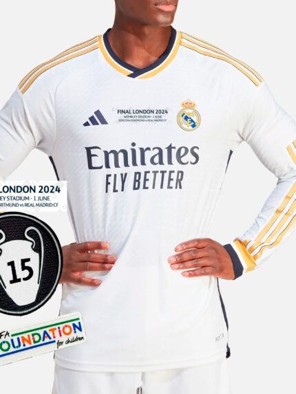 PRIMERA EQUIPACIÓN REAL MADRID 2024 (FINAL WEMBLEY 2024) MANGA LARGA | ESPECIAL 15 CHAMPIONS